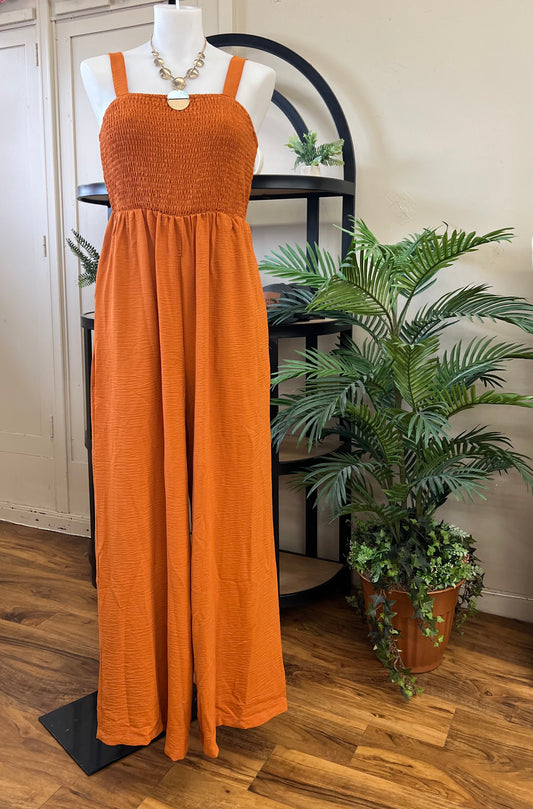 Smocked Jumpsuit — Medium