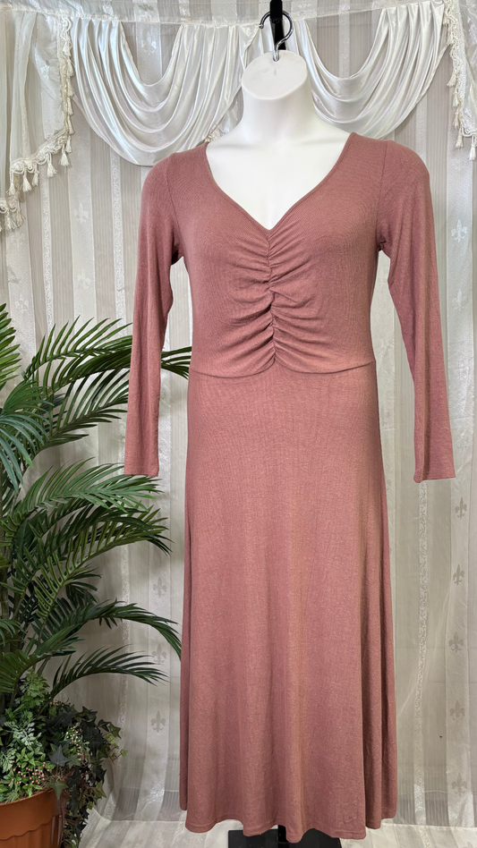 Lovestitch Ruched Ribbed Midi Dress – Size Large (New with Tags)