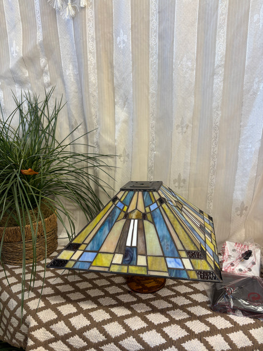 Tiffany Style Mission Stained Glass Ceiling Fixture – 14" Shade