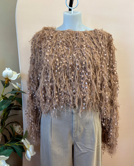 Molly Green “Serenity” Textured Fringe Sweater – Size Large