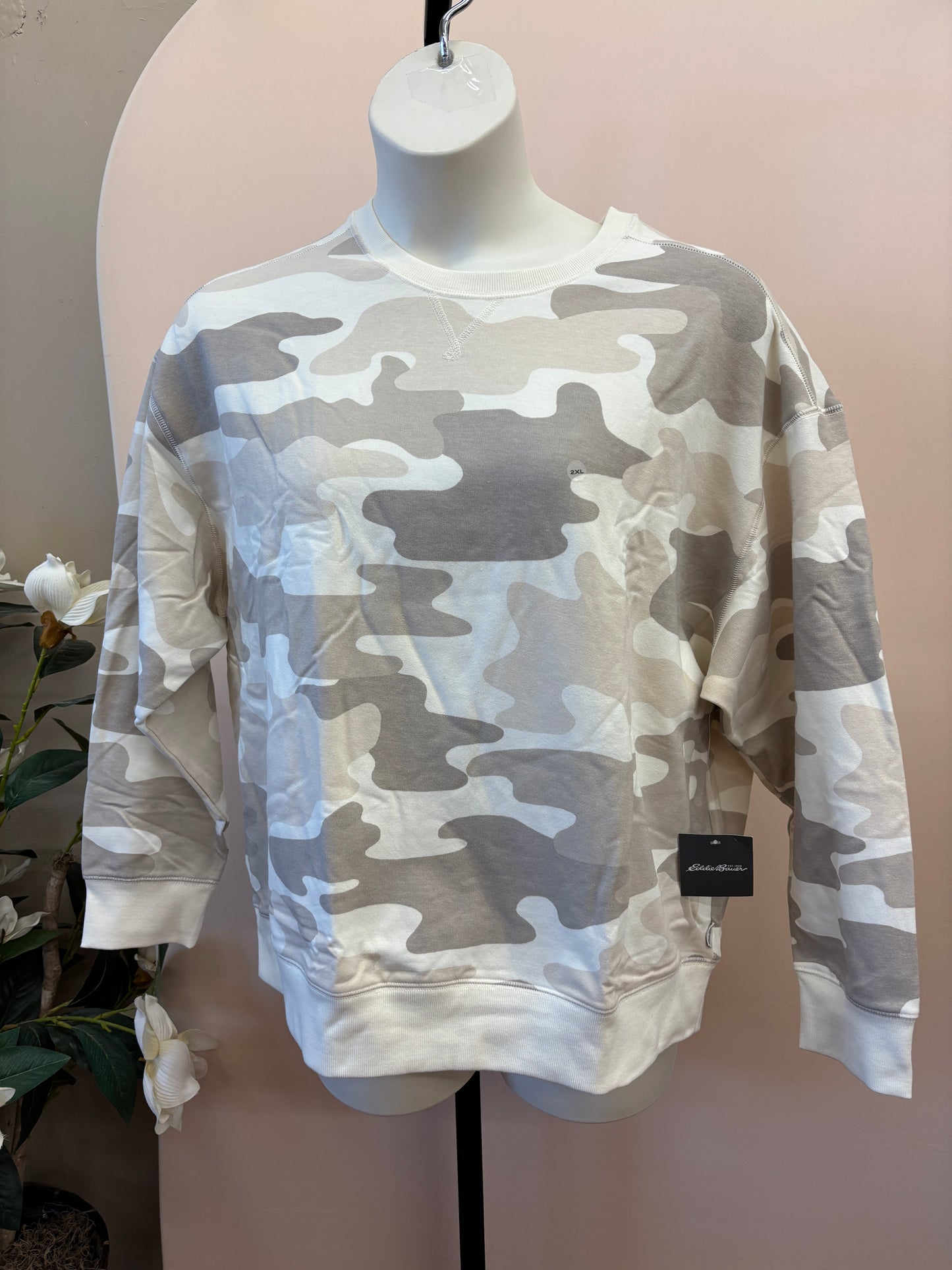 Eddie Bauer Women's Camo Crewneck Sweatshirt – Size 2XL