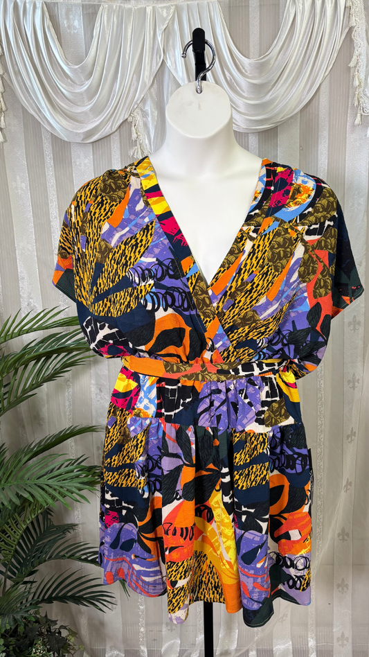 Loralette Abstract Print Surplice Dress – Size 14/16 (New with Tags)